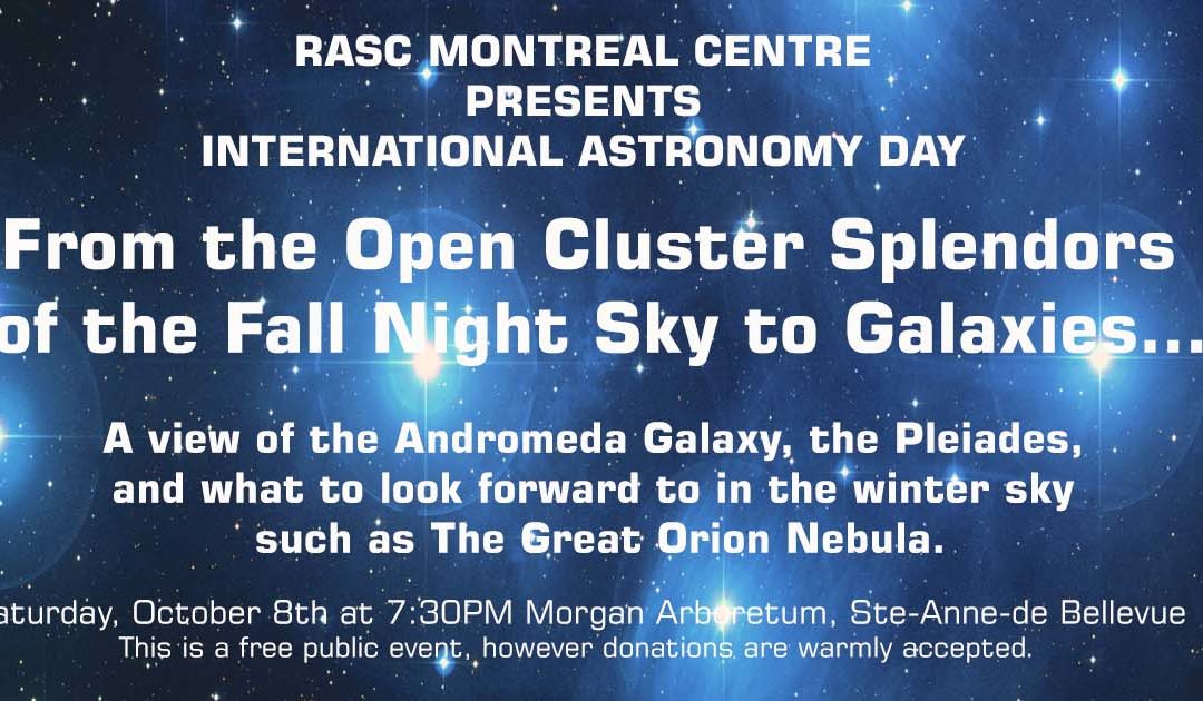 International Astronomy Day _ Saturday October 8th 7:30 PM