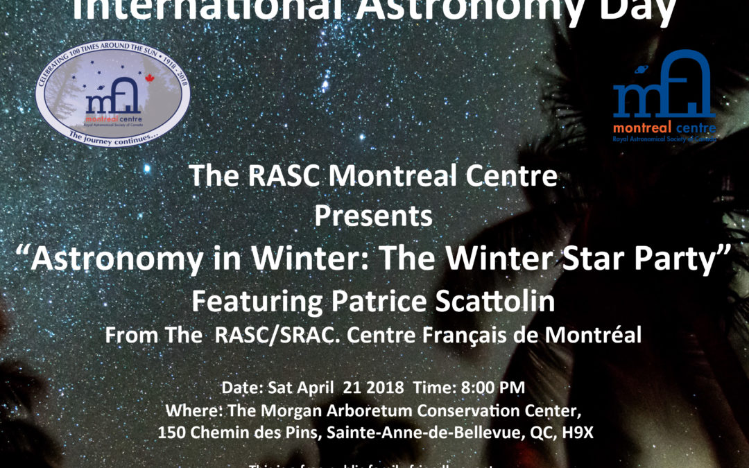 International Astronomy Day – Saturday April 21st "Astronomy in Winter…"