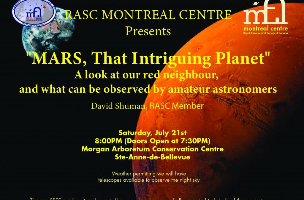 Mars… our red neighbour – Saturday July 21st 8PM