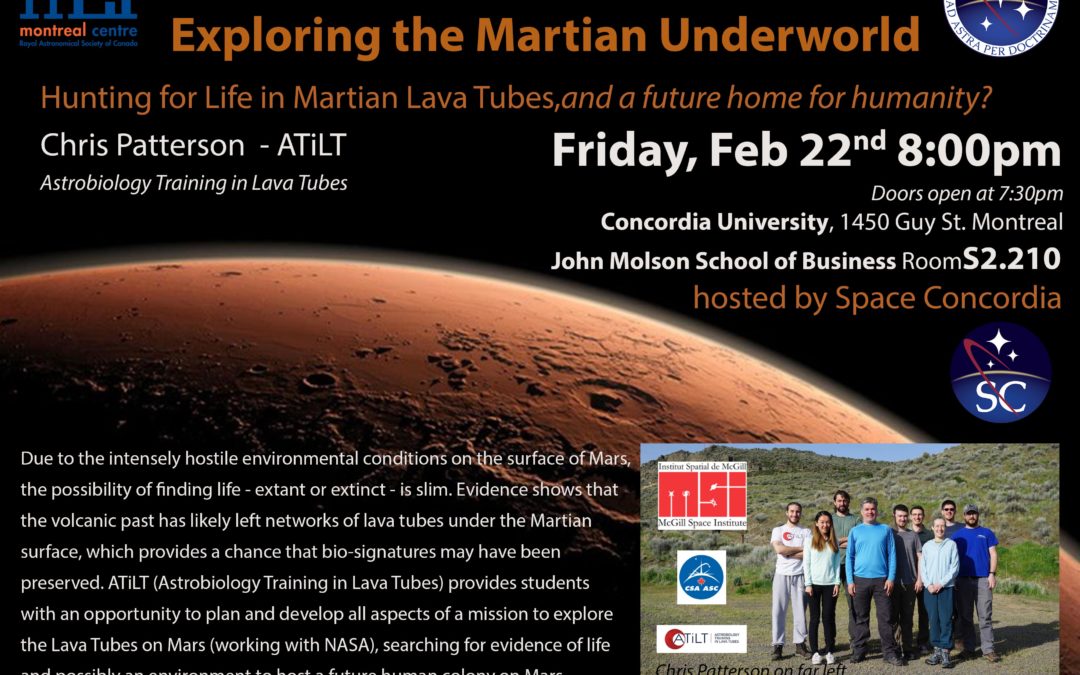 Exploring the Martian Underworld – Friday, Feb. 22nd 8PM