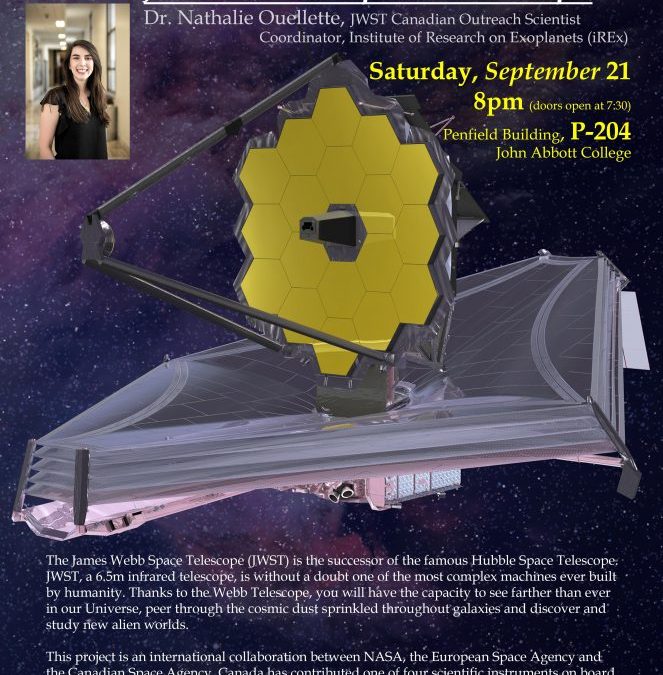 Townsend Lecture Presents: The James Web Telescope – Saturday September 21st