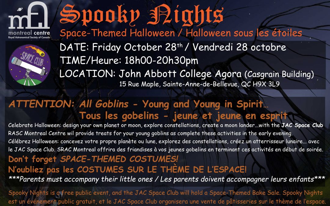 Astronomy Event for Kids: Spooky Nights – October 28th @ 6PM