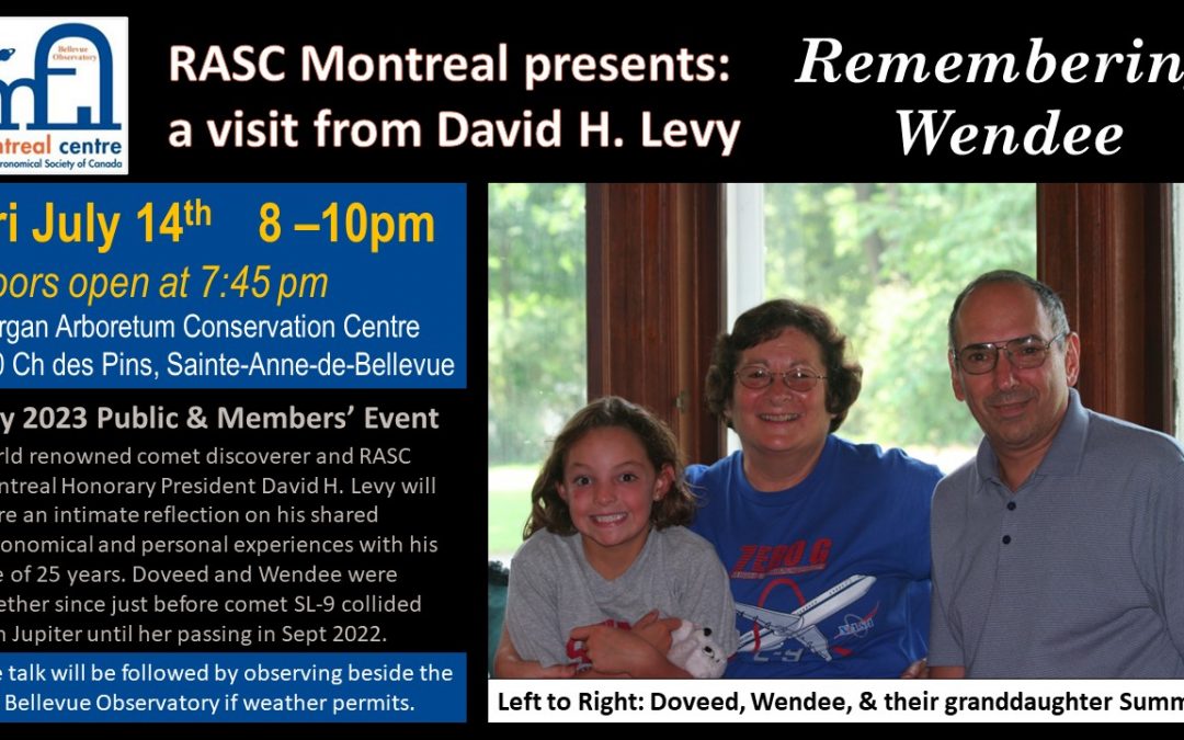 EVENT: Remembering Wendee with David H. Levy – Friday, July 14th @ 8PM