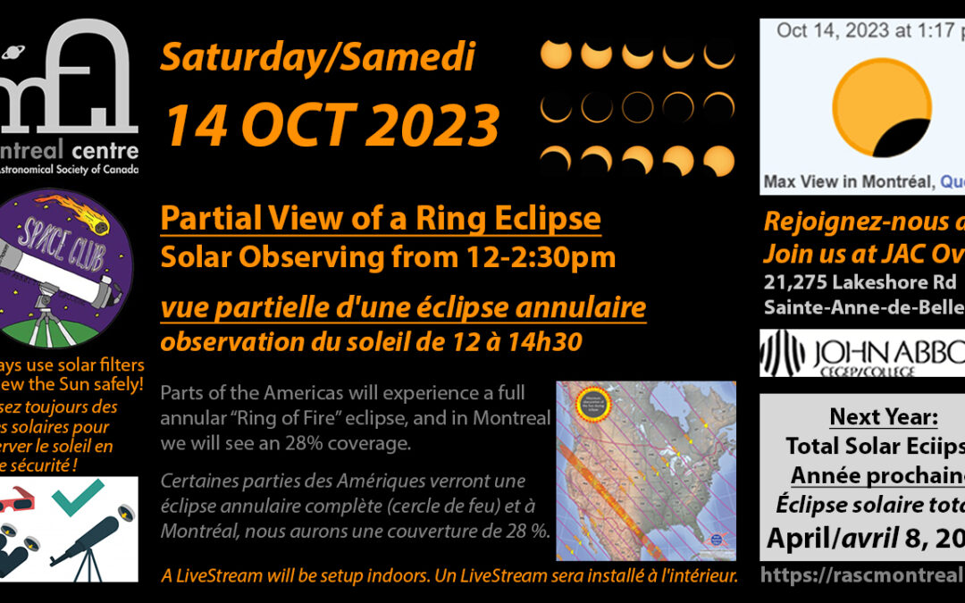 EVENT: Annular Solar Eclipse – October 14th, 2023 @ NOON