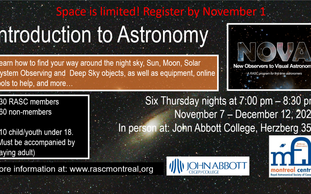 COURSE: NOVA II – Introduction to Astronomy (Space is Limited)