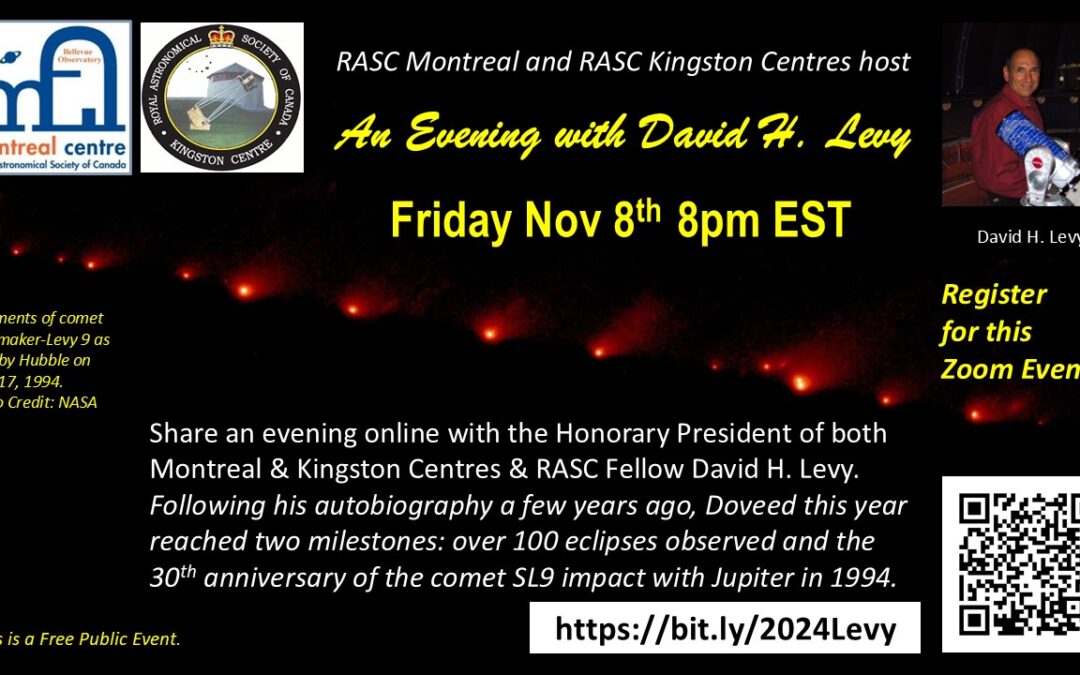 EVENT: Informal Evening of discussion with David H. Levy – Friday, Nov. 8th @ 8PM