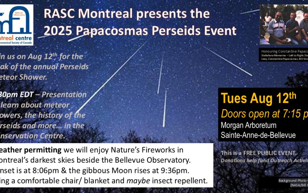 EVENT: 2025 Perseids Meteor Shower – Tues, Aug. 12th @ 7:30pm-10:30pm