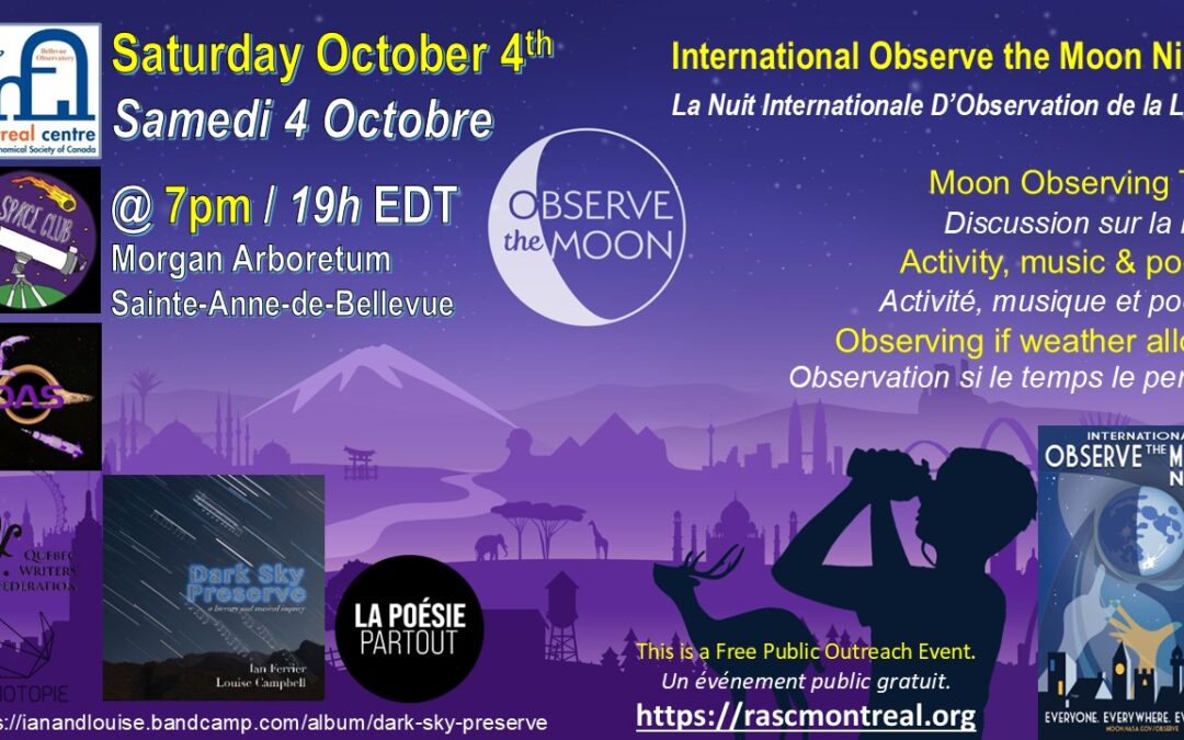 EVENT: International Observe the Moon Night 2025 – Saturday, Oct 4th