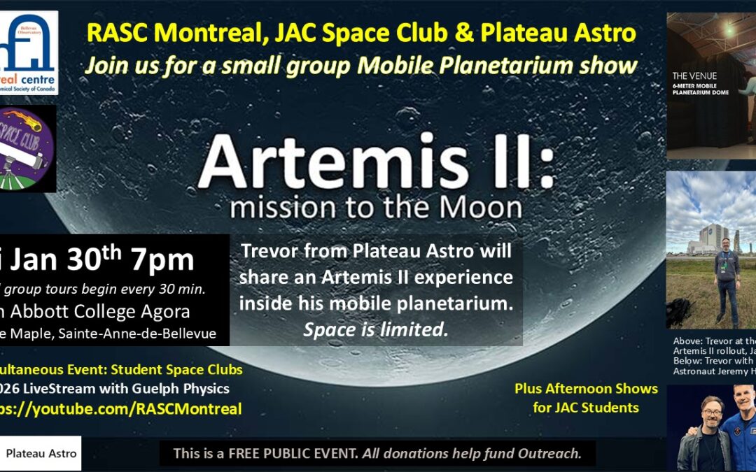EVENT: Atermis II & Mobile Planetarium – Friday, Jan 30th @ 7PM